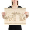 Design for a Painted Wall Decoration, with Figures in a Landscape with Classical Ruins - Anonymous, Italian, first half of the 18th century - 18th century - Paper Poster Museum quality 7796699