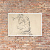 Kneeling Nude Male Figure, Facing Left - Henri Lehmann - March 25, 1859 - Matte Paper Framed Poster Museum quality 7798156