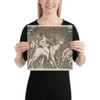 Two satyrs placing Silenus on a braying mule and a third satyr at right - Marco Dente - ca. 1515–27 - Photo Paper Poster Museum quality 7795395