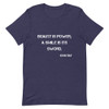 Beauty is power; a smile is its sword. - John Ray - Unisex Short Sleeve Jersey T-Shirt Motivational quotes 7810406