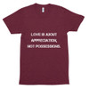 Love is about appreciation, not possessions. - Unisex Short Sleeve Track Shirt Motivational quotes 7810631