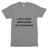 Love is about appreciation, not possessions. - Unisex Short Sleeve Track Shirt Motivational quotes 7810631