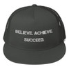 Believe. Achieve. Succeed. - Cotton Twill Flat Visor Mesh Snapback Motivational quotes 7820164