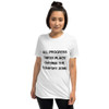 All progress takes place outside the comfort zone. - Unisex Softstyle T-Shirt Motivational quotes 7814112