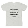 Hang out with people who make you forget to look at your phone. - Unisex Short Sleeve T-Shirt Motivational quotes 7813794