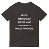 Never discourage anyone who continually makes progress. - Lightweight Fashion Short Sleeve T-Shirt Motivational quotes 7814708