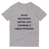 Never discourage anyone who continually makes progress. - Lightweight Fashion Short Sleeve T-Shirt Motivational quotes 7814708