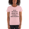 Never discourage anyone who continually makes progress. - Ladies Cotton Short Sleeve T-Shirt Motivational quotes 7814721