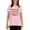 Anything that costs your peace is too expensive. - Ladies Cotton Short Sleeve T-Shirt Motivational quotes 7814948