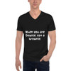 When you are Downie, eat a brownie. - Unisex Short Sleeve V-Neck Jersey Tee Funny quotes 7828396