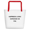 Happiness looks gorgeous on you. - Beach Bag Motivational quotes 7832308