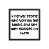 Friends: people who borrow my books and set wet glasses on them. - Matte Paper Framed Poster Funny quotes 7820955
