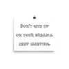 Don't give up on your dreams. keep sleeping. - Photo Paper Poster Funny quotes 7833361