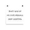 Don't give up on your dreams. keep sleeping. - Photo Paper Poster Funny quotes 7833361