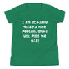 I am actually quite a nice person. Until you piss me off! - Youth Short Sleeve Tee Funny quotes 7834468