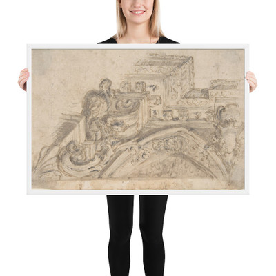 Design for the Corner of a Painted Ceiling seen in  Perspective - Anonymous, Italian, Piedmontese, 18th century - 1700–1780 - Photo Paper Framed Poster Museum quality 7745521