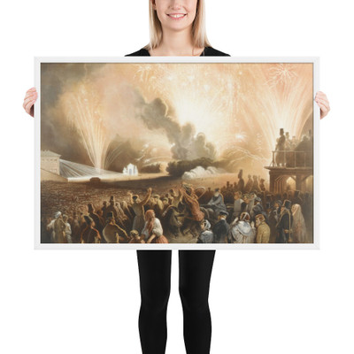Coronation of Alexander II, Moscow, September 17, 1856: Fireworks Display before the Cadets' Building - Achille-Isidore Gilbert - 1856 - Photo Paper Framed Poster Museum quality 7743309
