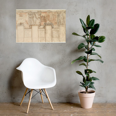 Design for a Wall Decoration: Representations of the Ascension and of the Conversion of the Ethiopian Eunuch - Giovanni de' Vecchi - ca. 1600 - Paper Poster Museum quality 7744456