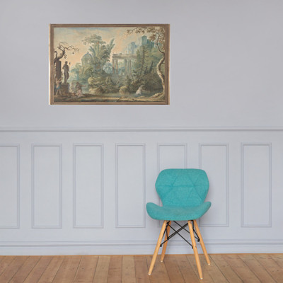 Arcadian Landscape with several Figures and a Statue of Apollo - Gerard Melder - 18th century - Paper Poster Museum quality 7745604