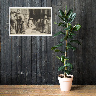 Jews in a Synagogue - Rembrandt (Rembrandt van Rijn) - 1648 - Matte Paper Framed Poster Museum quality 7747209