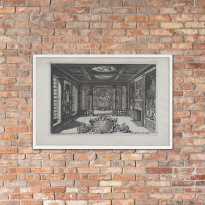 Title Plate with a Cartouche Set in a Lavish Interior, from Nouveaux Liure da Partements, part of Œuvres du Sr. D. Marot - Daniel Marot the Elder - published 1703 or 1712 - Matte Paper Framed Poster Museum quality 7748767