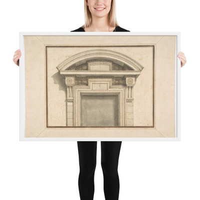 Drawing for a Door Frame - Lorenzo Sarti - 18th century - Photo Paper Framed Poster Museum quality 7739822
