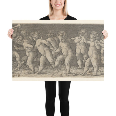 Fifteen Nude Children Dancing - Heinrich Aldegrever - 1535 - Photo Paper Poster Museum quality 7724282