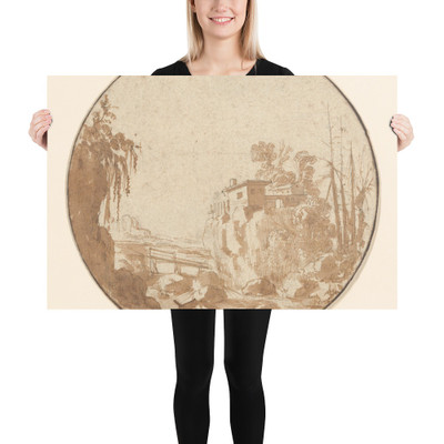 Rocky Landscape With a Bridge and a House - Charles Cornelisz. de Hooch - early 17th century - Photo Paper Poster Museum quality 7747708