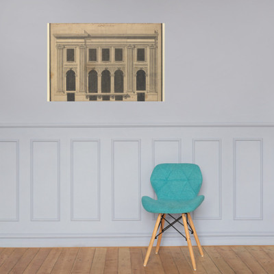 Façade of the Hôtel de Chavannes, Paris (recto); Plan of a Circular Room (verso) - Pierre Louis Moreau Desproux - 18th century - Paper Poster Museum quality 7744201