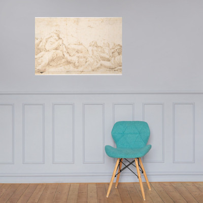 Group of Entangled Nude Figures - Anonymous, Italian, 17th or 18th century - 1600–1800 - Paper Poster Museum quality 7745562