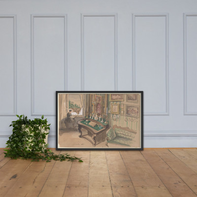 Drawing of an Interior: Salon - Anonymous, French, 19th century - 1857 - Photo Paper Framed Poster Museum quality 7748672
