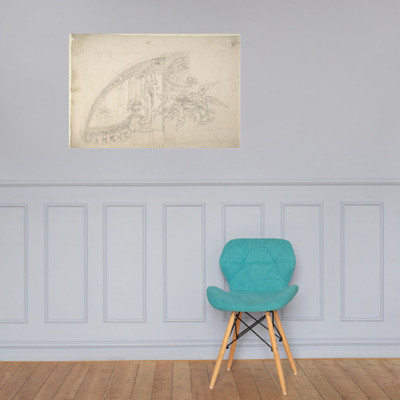 Sketch for the Rear Arched Area of a Chapel, with an Angel and Three Putti Holding Up a Plate with the Head of the Baptist - Anonymous, Italian, Piedmontese, 18th century - 1700–1780 - Photo Paper Poster Museum quality 7745462