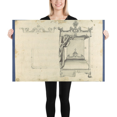 Bed, in Chippendale Drawings, Vol. I - Thomas Chippendale - 1753 - Photo Paper Poster Museum quality 7747998