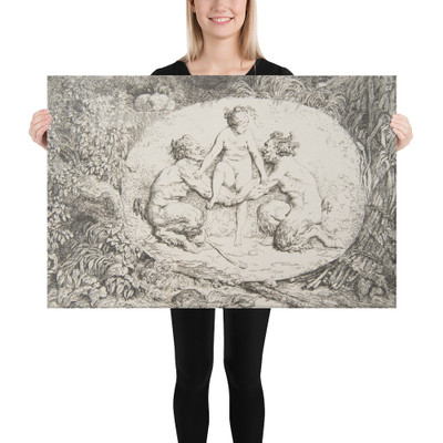 Nymph Supported by Two Satyrs - Jean Honoré Fragonard - 1763 - Canvas Museum quality 7705004