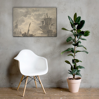 Marine, the Cannon Shot - Johannes Christiaan Schotel - Canvas Museum quality 7743496