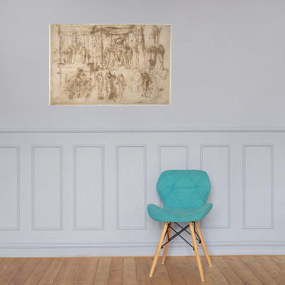 Studies for an Altarpiece with the Virgin Enthroned, Attended by Four Saints (recto); Various Figure Studies, Some Possibly for a Deposition of Christ (verso) - Polidoro da Caravaggio - 1530–35 - Paper Poster Museum quality 7745285