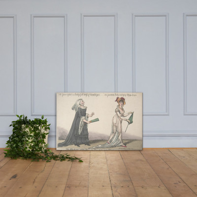 The Fashions of the Day – or Time Past and Time Present: The Year (1740) a Lady's Full Dress of Bombazeen – The Year (1808) Lady's Undress of Bum-be-seen - Anonymous, Irish, 19th century - ca. 1808 - Canvas Museum quality 7704923