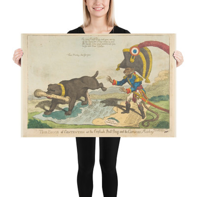The Bone of Contention or the English Bull Dog and the Corsican Monkey - Charles Williams - June 14, 1803 - Paper Poster Museum quality 7746772