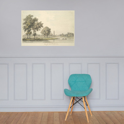 View of the Lake and the Island from the Lawn at Kew - William Marlow - 1763 - Paper Poster Museum quality 7739700