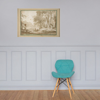 Wooded Landscape with Two Figures - Domenico Piola - 1627–1703 - Paper Poster Museum quality 7745327