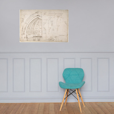 St. Peter's, dome and drum, interior section and elevation, and labeled details (recto); St. Peter's, moulding profiles, details  (verso) - Etienne DuPérac - early to mid-16th century - Photo Paper Poster Museum quality 7739676