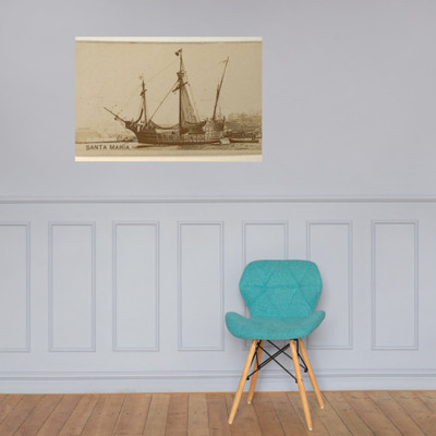 Santa Maria, from the Famous Ships series (N50) for Virginia Brights Cigarettes - Allen & Ginter - 1895 - Paper Poster Museum quality 7747594