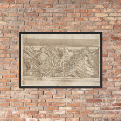 Design for Part of a Decorated Cornice - Anonymous, French, 17th century - 17th century - Photo Paper Framed Poster Museum quality 7743149