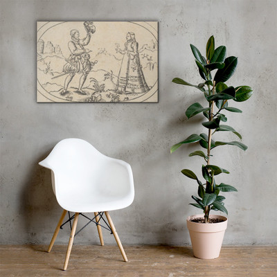 A Gentleman Greets a Lady, from Das Bossenbüchlein - Mathais Beitler - ca. 1582 - Canvas Museum quality 7704221