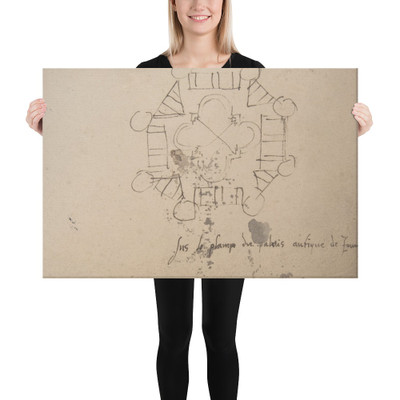 Unidentified, plan (recto) blank (verso) - Anonymous, French, 16th century - early to mid-16th century - Canvas Museum quality 7738159