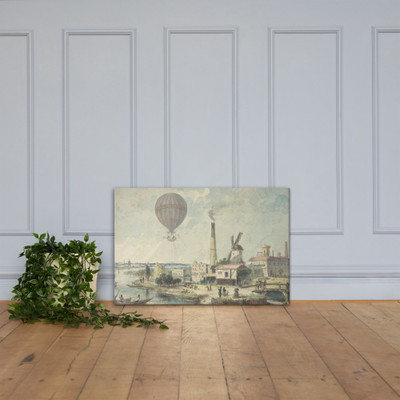 Mr. Green in the Albion Balloon, Having Ascended from Vauxhall Gardens, August 12,1842 - Anonymous, British, 19th century - ca. 1842 - Canvas Museum quality 7747888