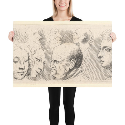 Head studies - Wenceslaus Hollar - 1644–52 - Photo Paper Poster Museum quality 7741200