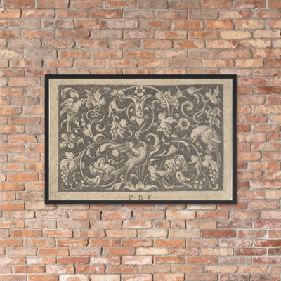 Horizontal Panel with Three Birds, from Varii Generis Opera Aurifabris Necessaria - Paul Birckenhultz - ca. 1600 - Photo Paper Framed Poster Museum quality 7725173