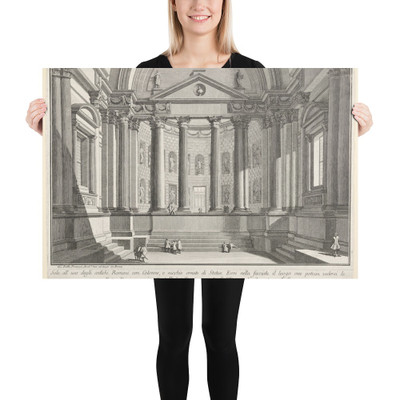 Plate 9: 'Colonnaded hall according to the custom of the ancient Romans, and niches adorned witn statues' (Sala all'uso degli antichi Romani con colonne, e nicchie ornate di statue), from the series '