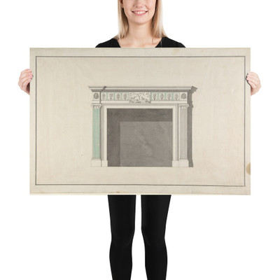 Design for a fireplace - Robert Adam - mid-18th–late 18th century - Paper Poster Museum quality 7748746